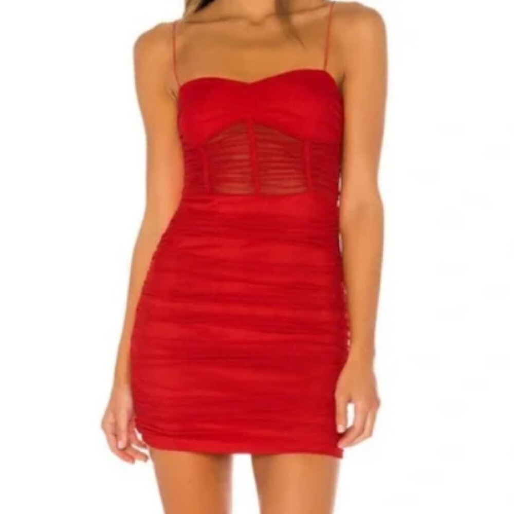 Superdown Kambella Ruched Mini Dress in Red